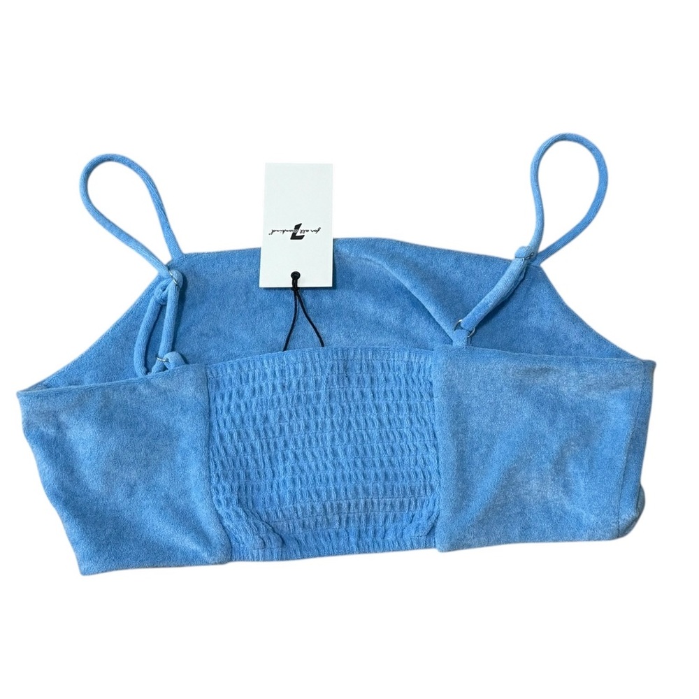 7 For All Mankind Light Blue Knit Top Swim CoverUp Bralet Terrycloth - Picture 3 of 5